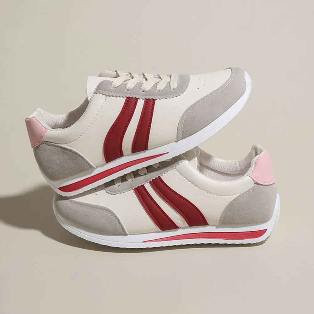Lace Up Contrast Round Toe Flats Sneakers