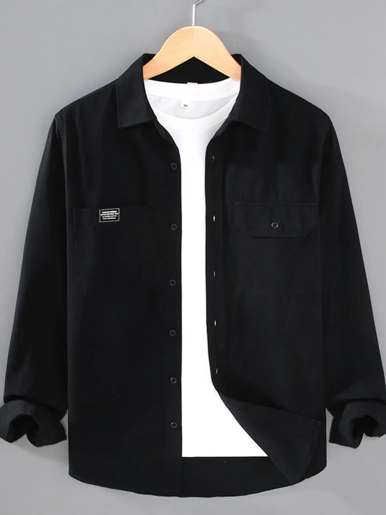 Men's Plus Size Button Up Long Sleeve Shirt.