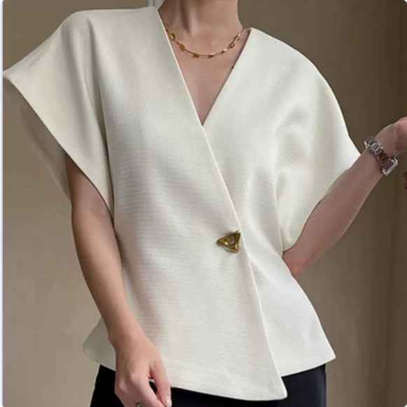 Solid-color Textured Woven Asymmetric-hem Single-button Vest