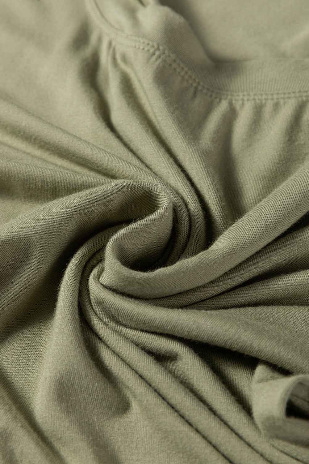 Laurel Green Solid Color Long Sleeve Fitted Top