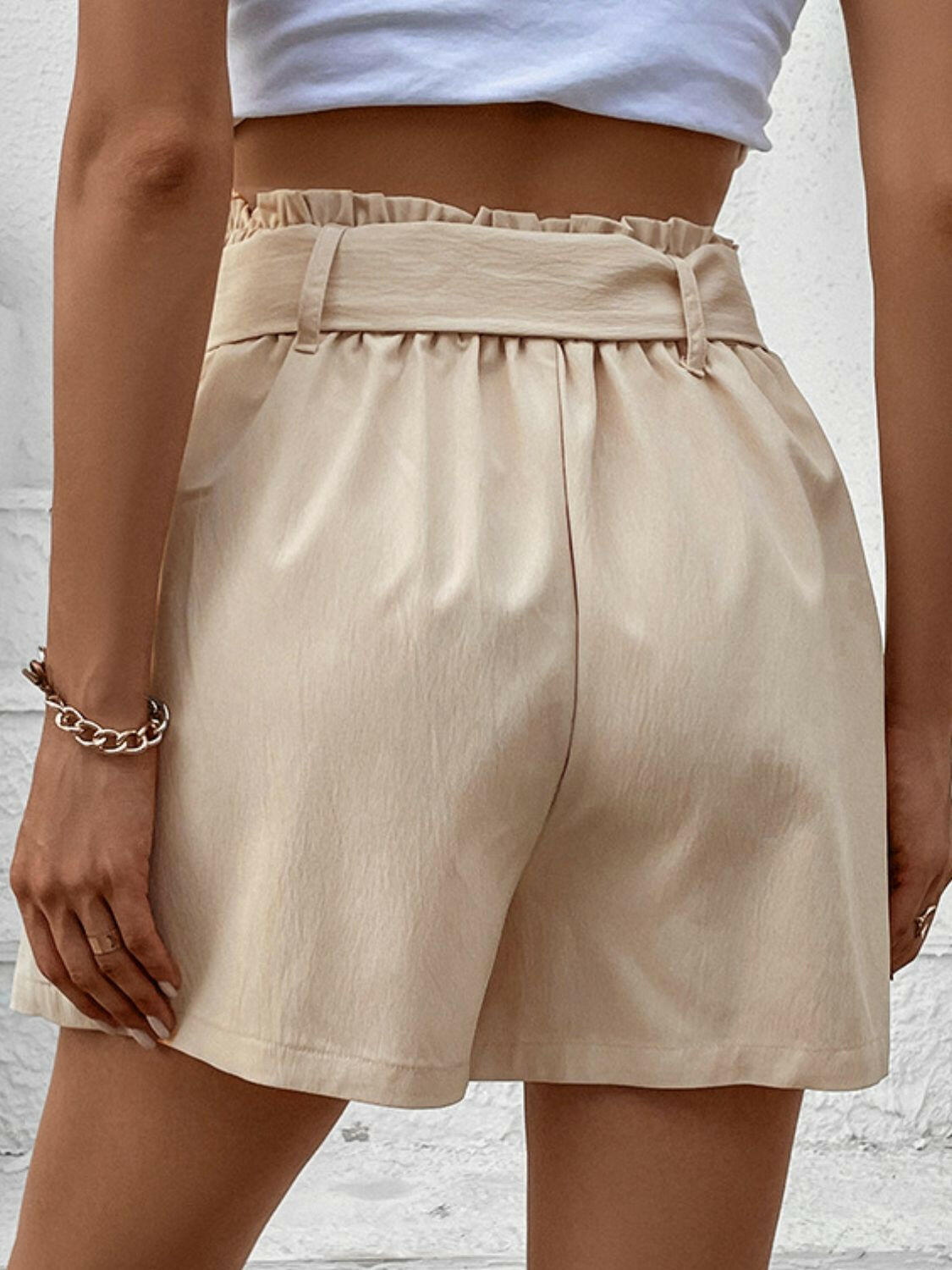 Perfee Belted Shorts with Pockets.