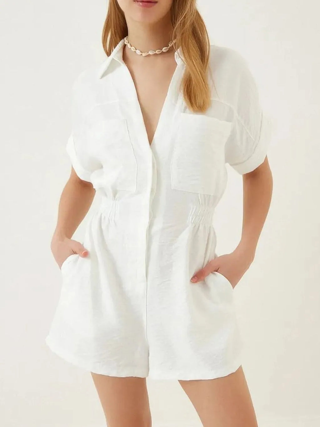 Johnny Collar Short Sleeve Romper.