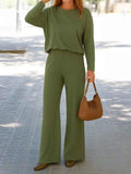 Long Sleeve Top and Wide Leg Pants Set