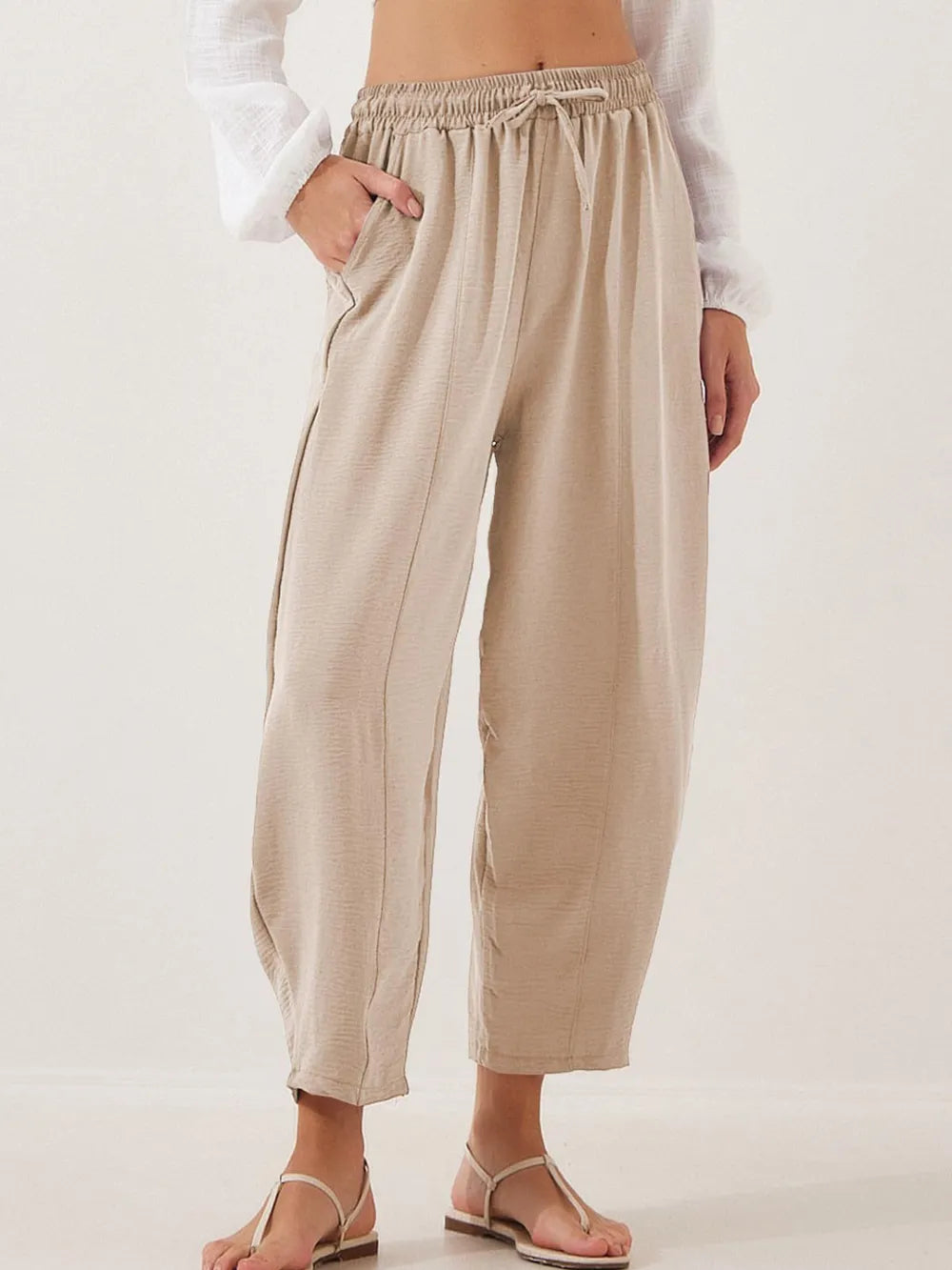 Full Size Drawstring Cropped Jogger Pants Plus Size.