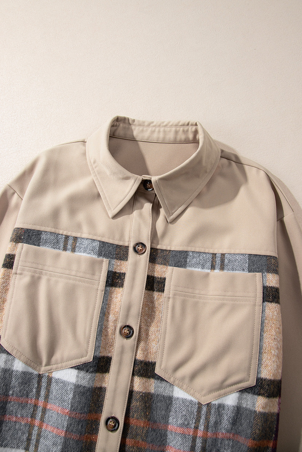 Khaki Plaid Patchwork Long Sleeve Shirt Mini Dress Dear-Lover Dropshipping