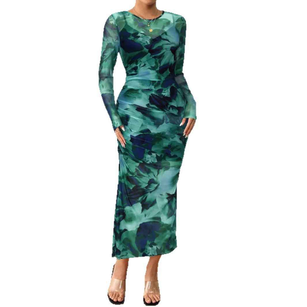 Long sleeved floral two-piece dress