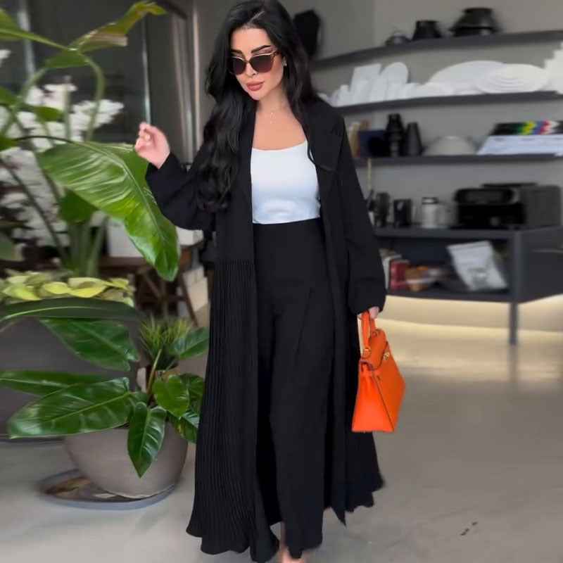 Minimalist temperament pressure compromise long windbreaker pants two-piece set