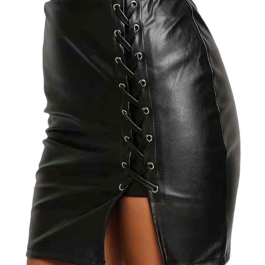 Strap high waisted split skirt for women