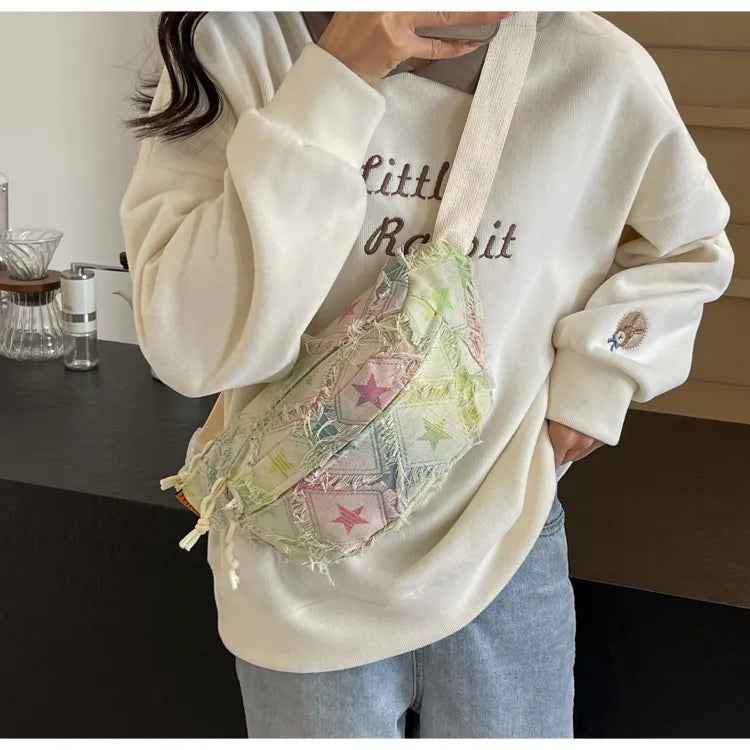 Raw Edge Tie-Dye Crossbody Bag