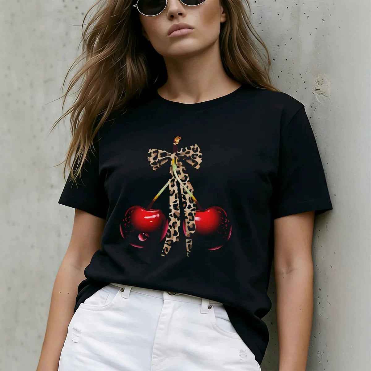 Cherry Bow Printed T-shirt