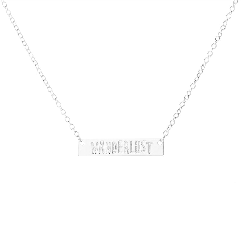Wanderlust Pendant Necklace Jewelry Letter Pendant Simple Bar Necklace Outdoor JewelryNot All Who Wander Are Lost
