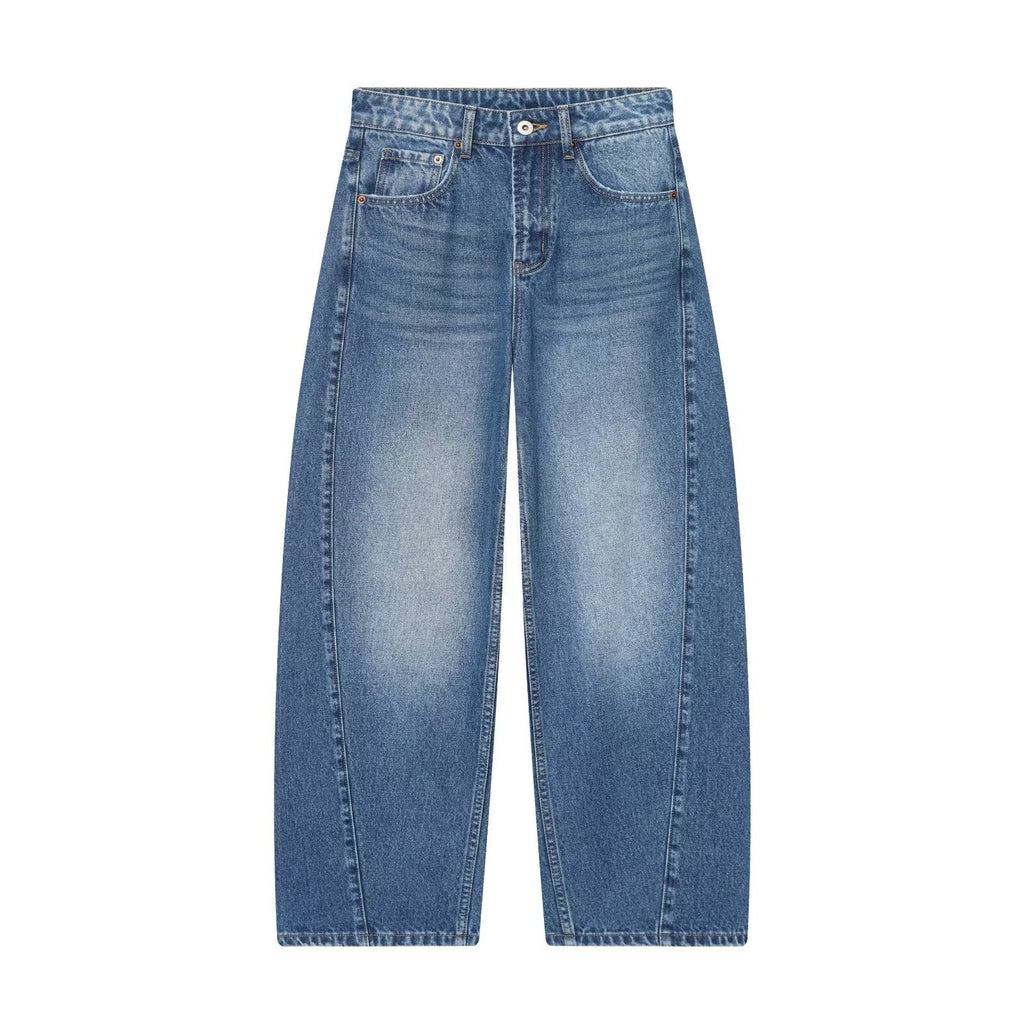 Mid waist loose fitting bucket shaped jeans eprolo