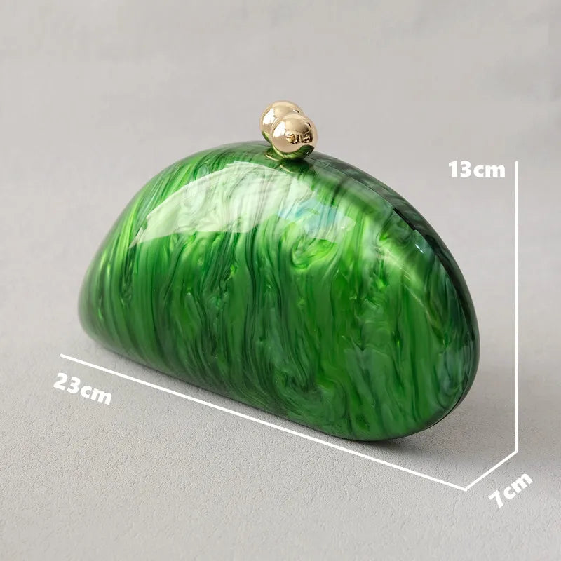 New Trendy Bags Fashion Women Handbags Green Elegant Acrylic Luxury Party Prom Evening Bag Woman Wedding Cute Box Clutch Purse eprolo