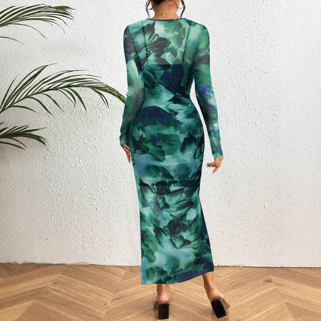 Long sleeved floral two-piece dress