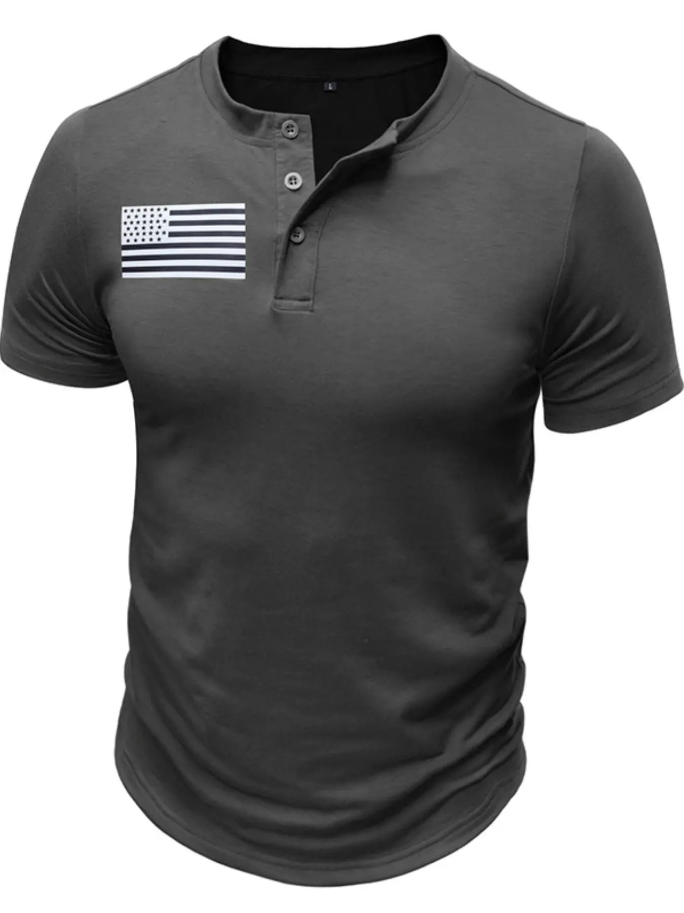 American Flag Short Sleeve Henley Top for men.