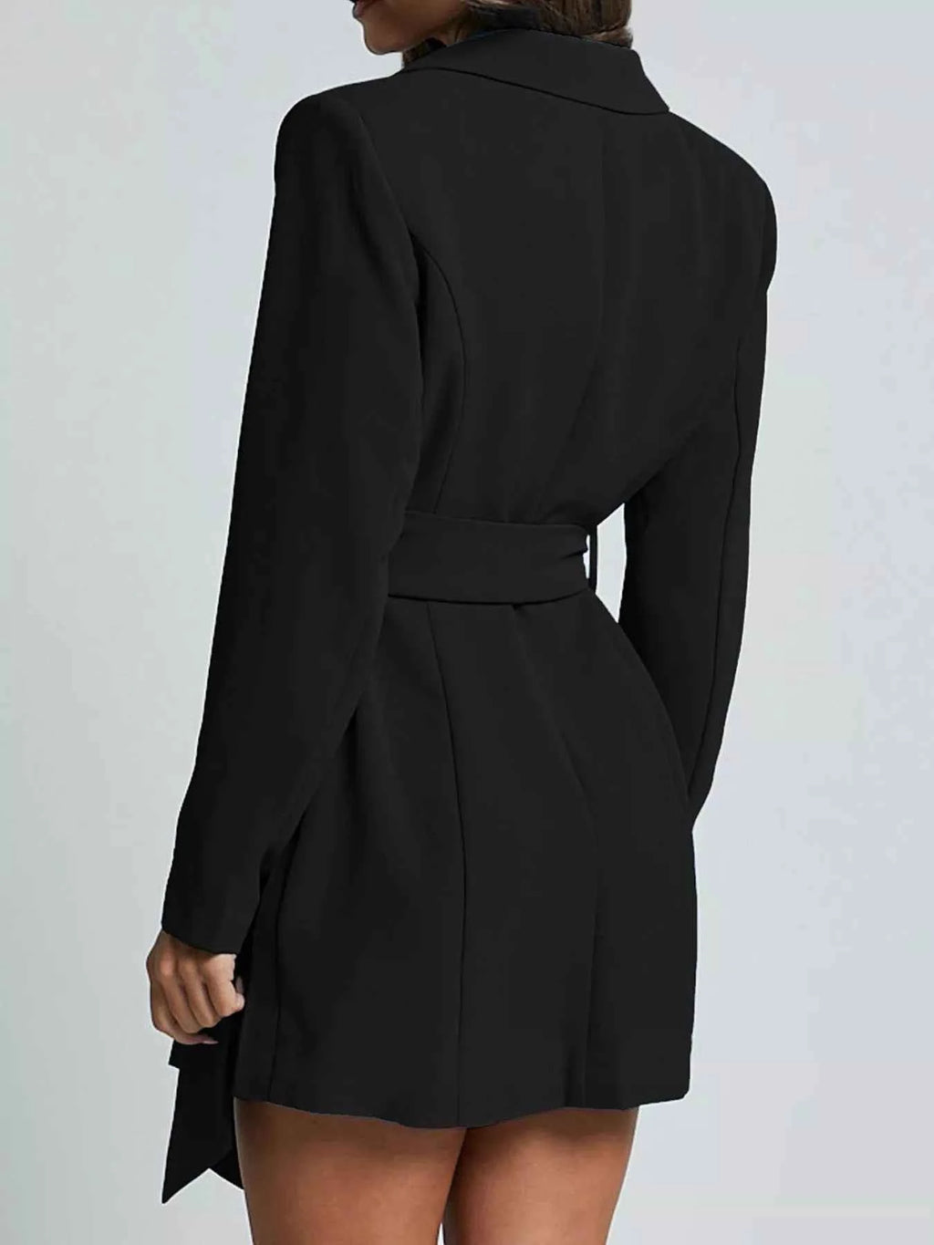 Lapel Collar Tie Waist Blazer