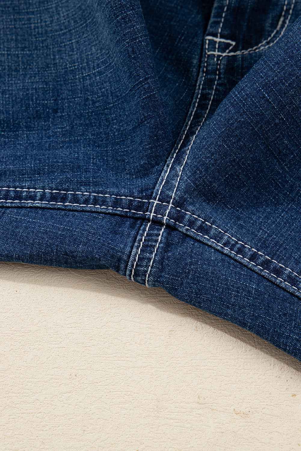 Sail Blue Stitched Waist Detail Loose Cuffed Jeans