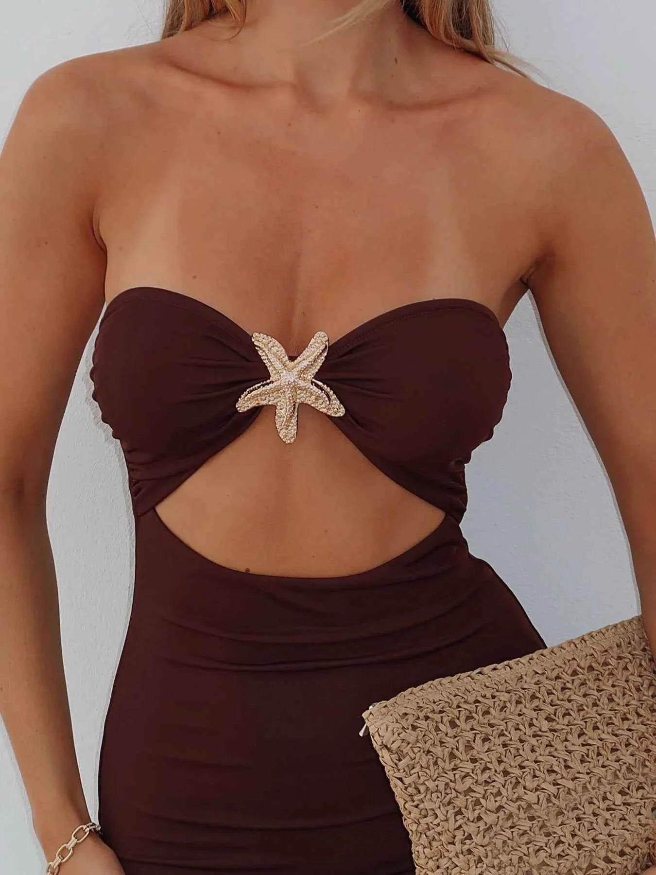 Cutout Sweetheart Neck Tube Maxi Dress.