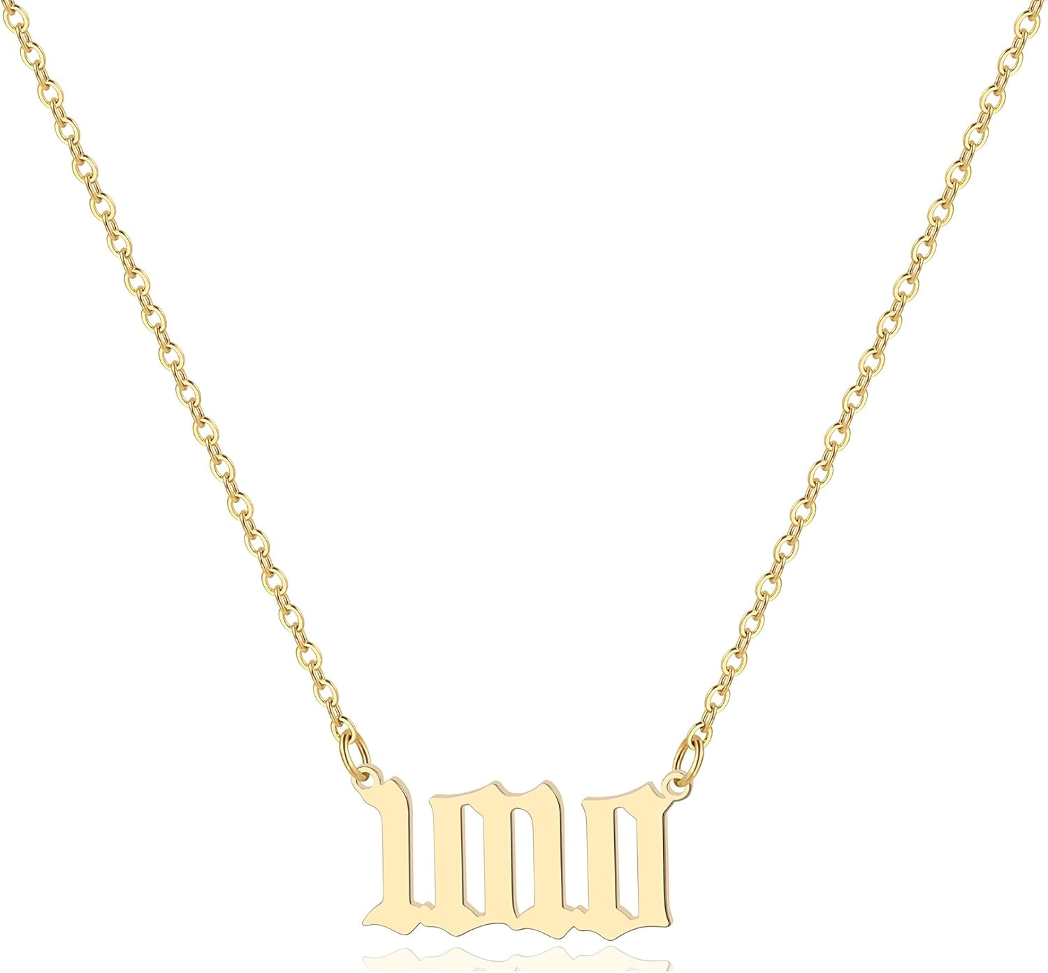 Angel Number Necklace for Women, 18K Gold Plated 000 111 222 333 444 555 666 777 888 999 Necklace Numerology Jewelry