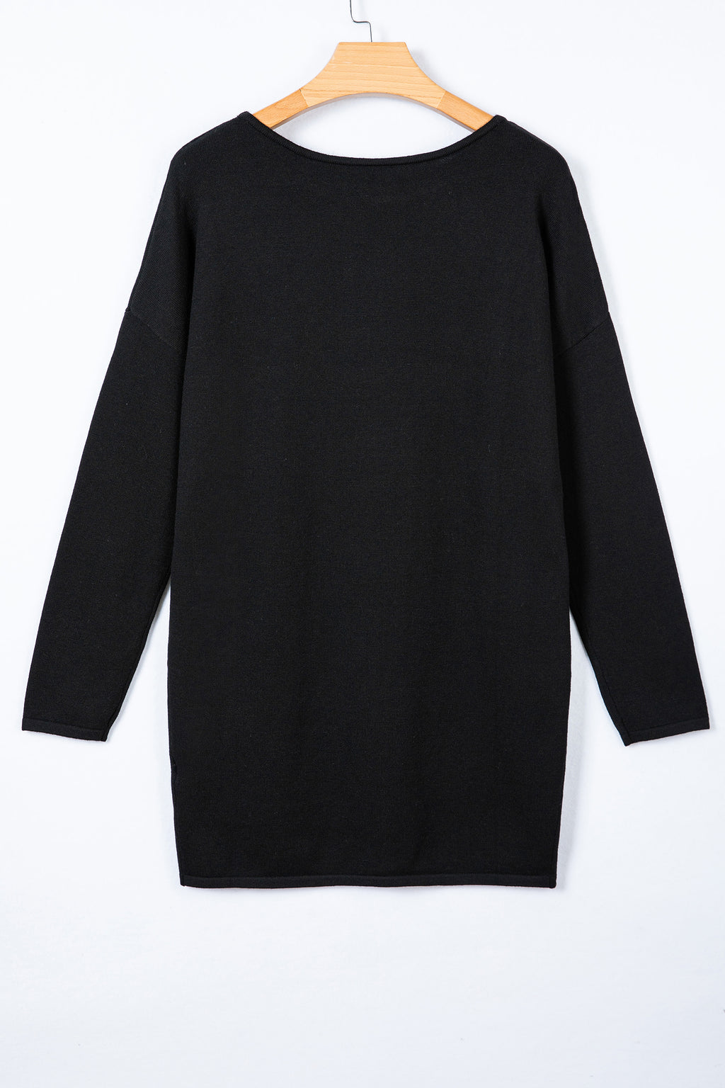 Black Asymmetric Neck Batwing Sleeve Shift Mini Sweater Dress Dear-Lover Dropshipping