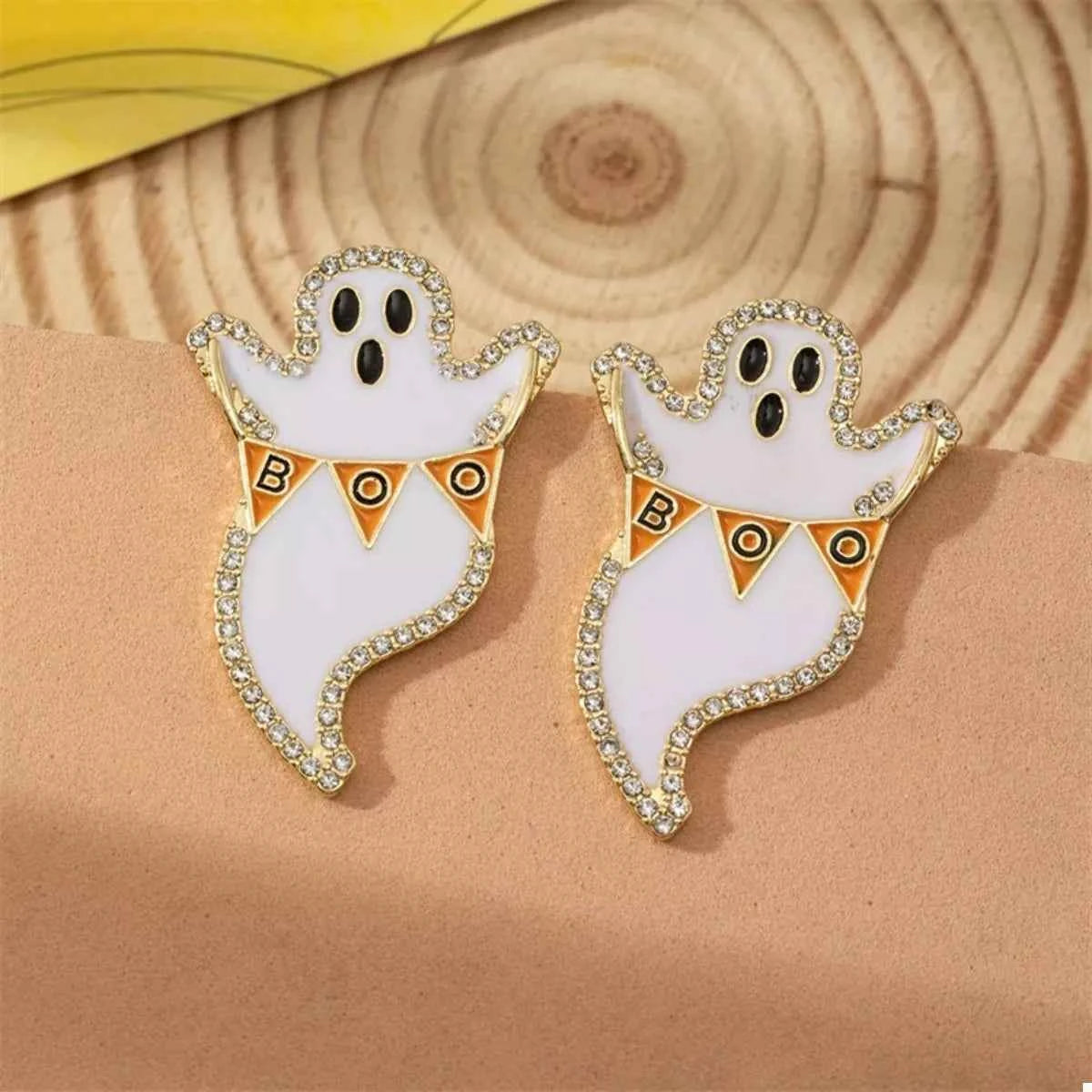 Halloween Ghost and Pumpkin Dangle Earrings