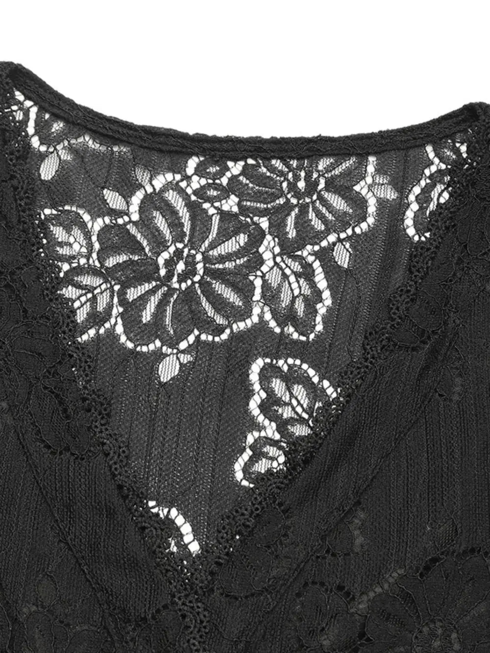 Perfee Button Down Short Sleeve Lace Shirt.