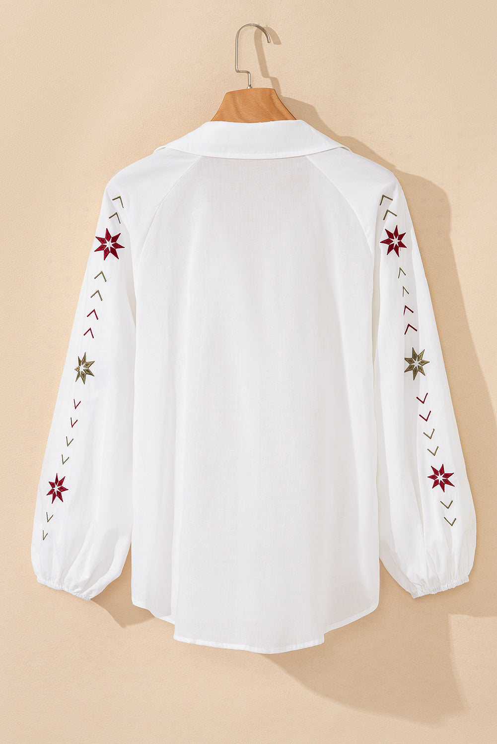 White Floral Embroidered Puff Sleeve Eyelet Patchwork Shirt Dear-Lover Dropshipping