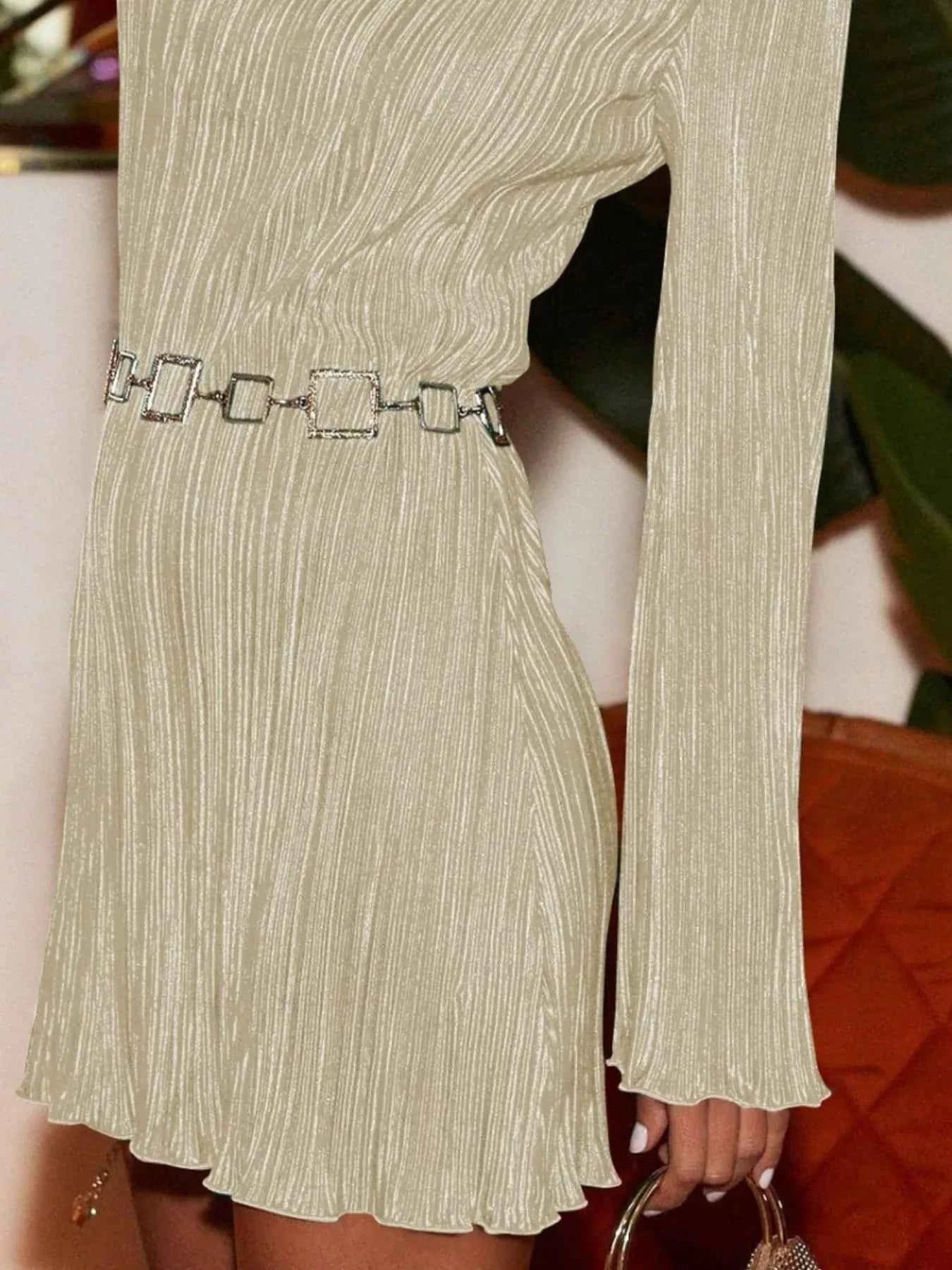 Cutout Back Flare Sleeve Dress