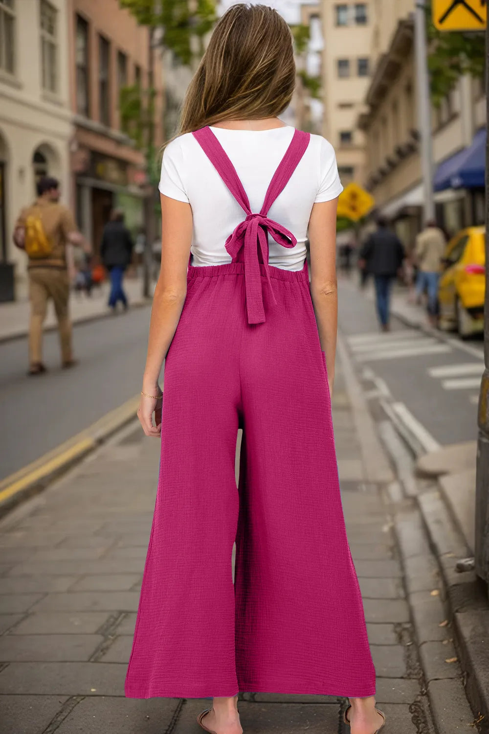 Double Take Full Size Wide Leg Overalls with Pockets - CHIC TB