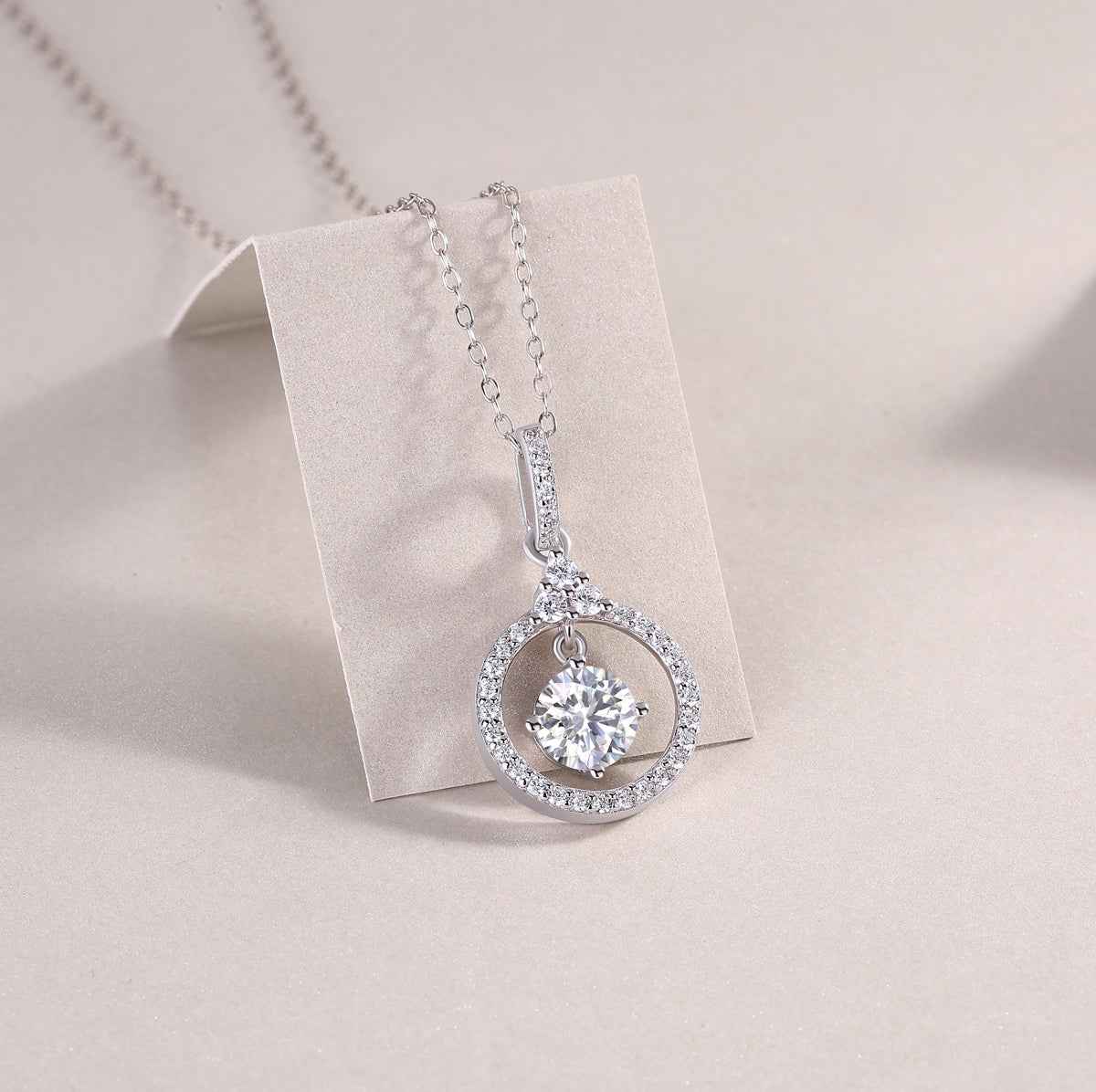 Love Ring - A Fashionable And Light Luxury Jewelry Pendant Necklace Set With Top-quality Moissanite, S925 Silver Plated Platinum