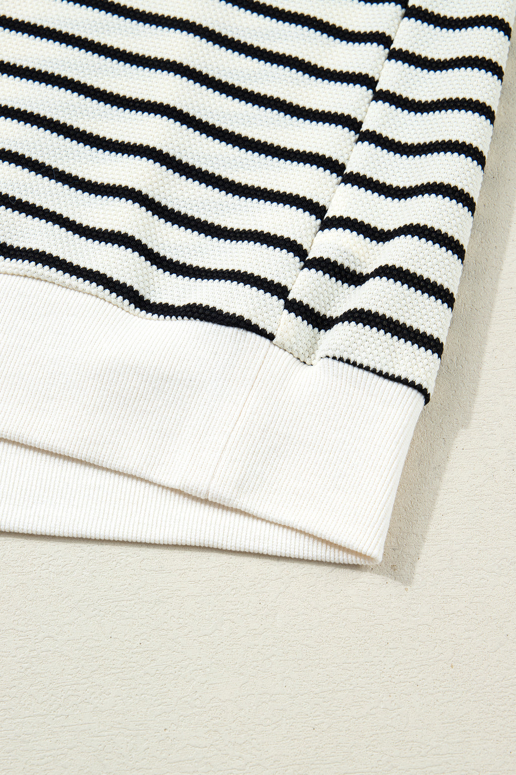 White Stripe Ruffle Trim Drop Shoulder Top Drawstring Loose Pant Set