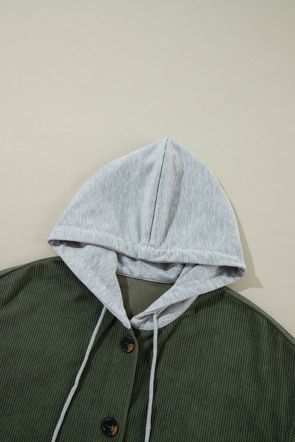Jungle Green Oversized Corduroy Contrast Hooded Shacket Dear-Lover Dropshipping