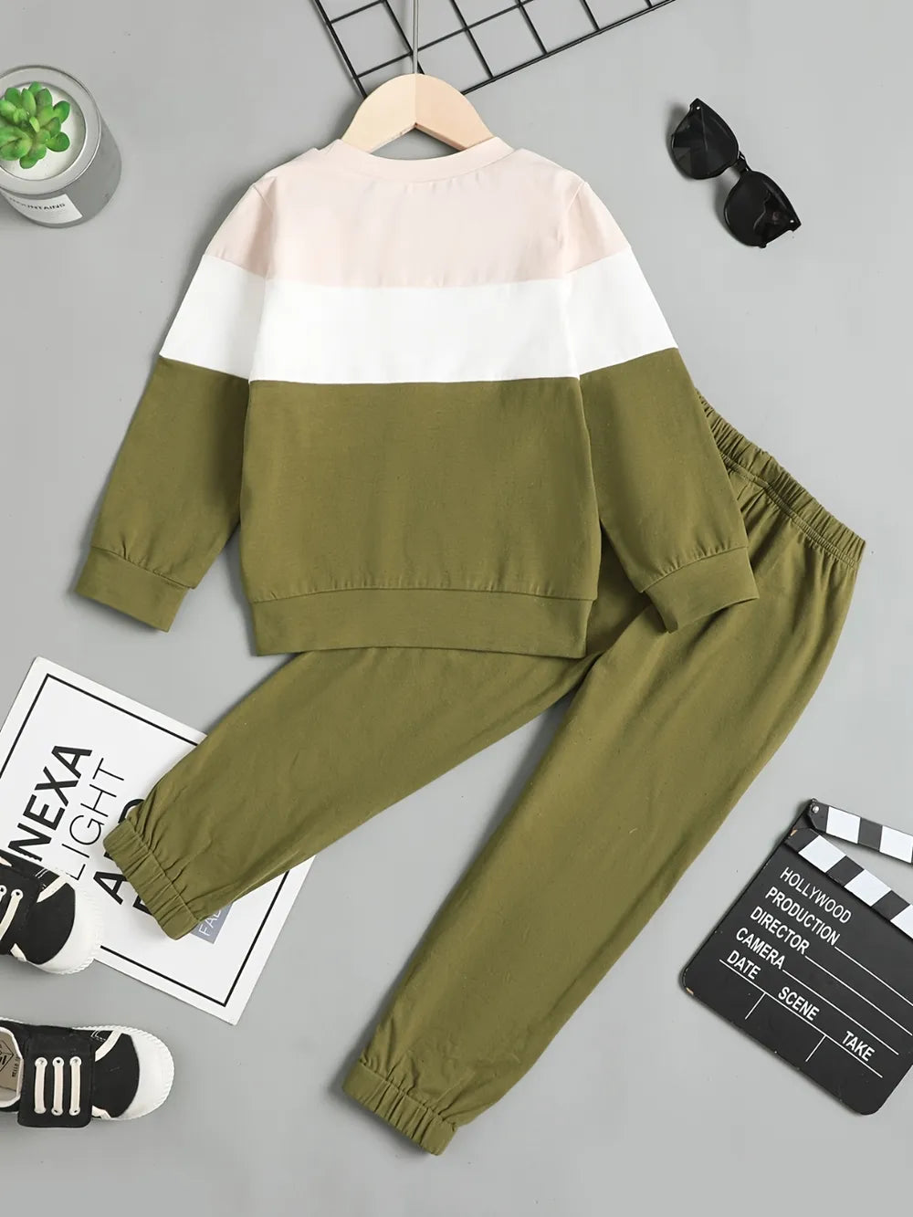 Children's Color Block Top and Pants Set.