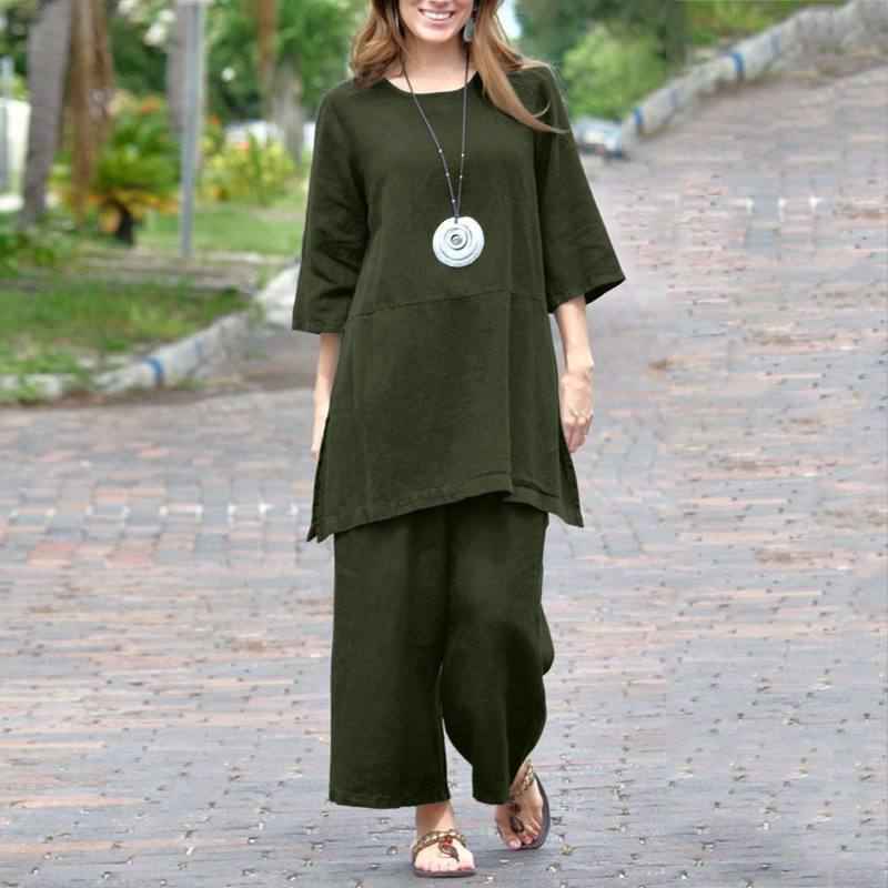 Cotton-linen Casual Long-sleeve Loose Cotton Set