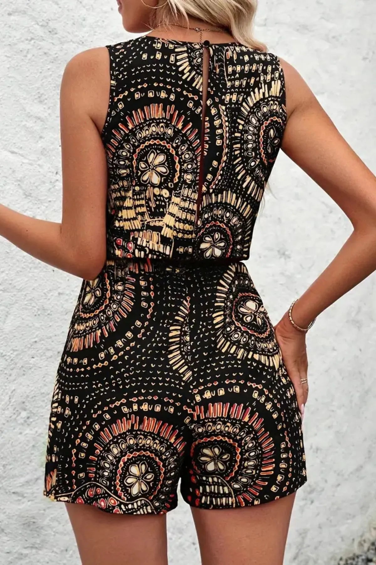Boho Floral Print Sleeveless Summer Romper - CHIC TB