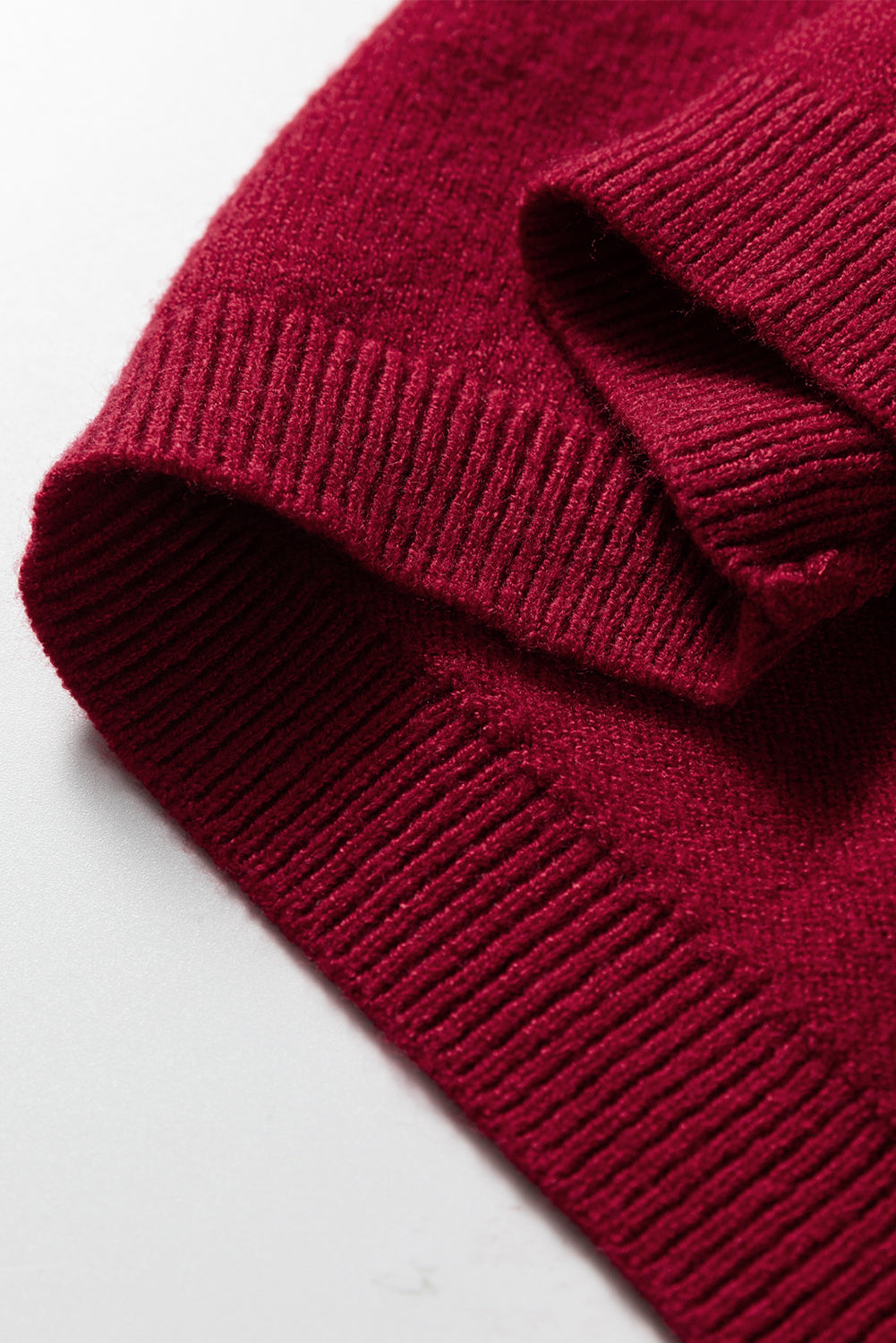 Racing Red Solid Color Crew Neck Knit Cap Sleeve Sweater Dear-Lover Dropshipping