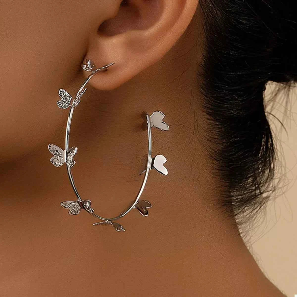 Butterfly Vine Hoop Earrings