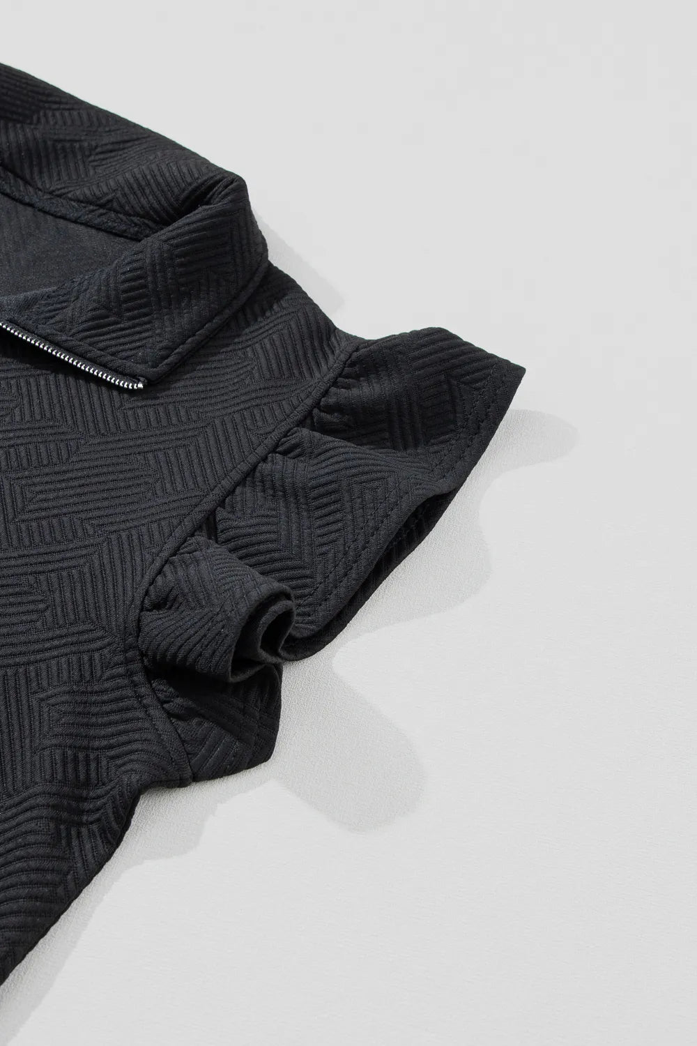 Ruffled Quarter Zip Top and Drawstring Pants Set.