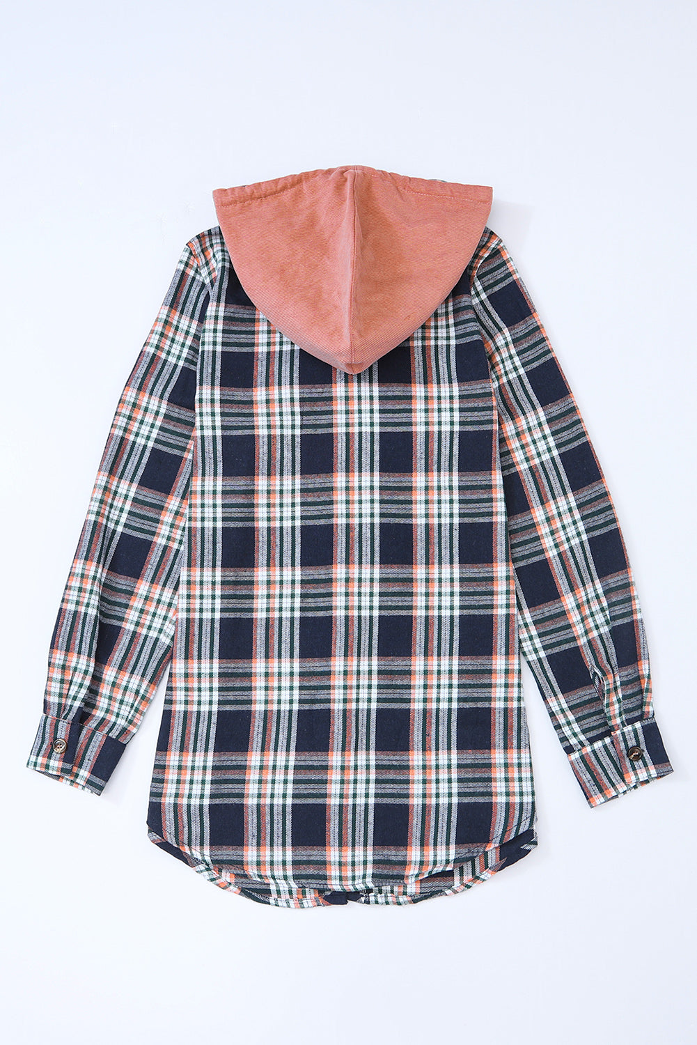Pink Contrast Hooded Drawstring Plaid Shacket Dear-Lover Dropshipping