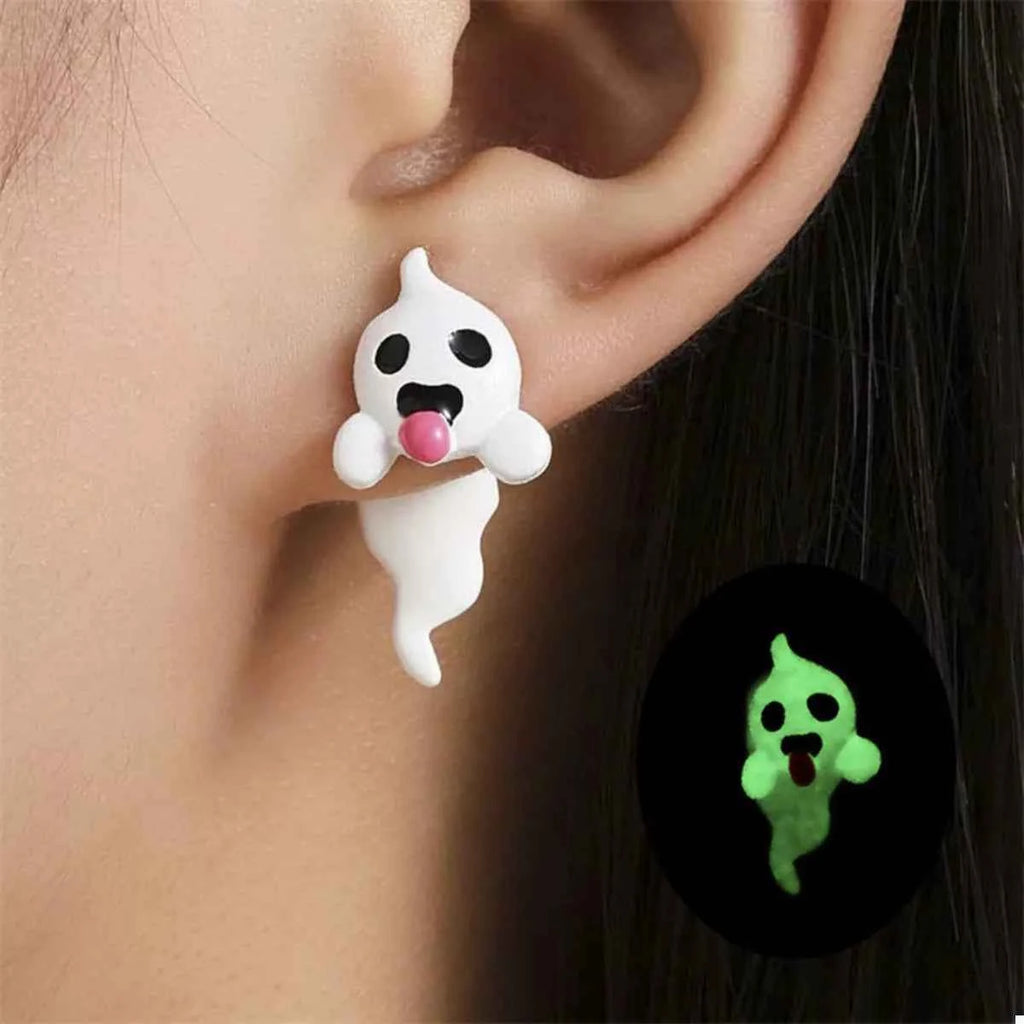 Halloween Ghost and Pumpkin Dangle Earrings