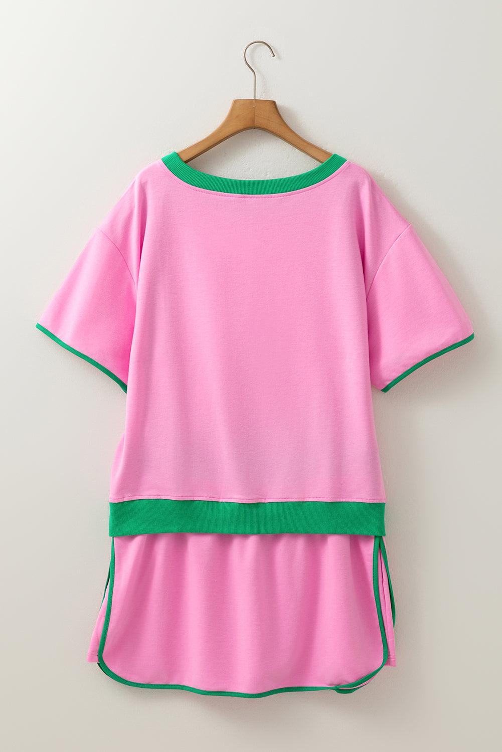 Bonbon Plus Size Contrast Trim T Shirt and Skirt Two Piece Set Dear-Lover Dropshipping