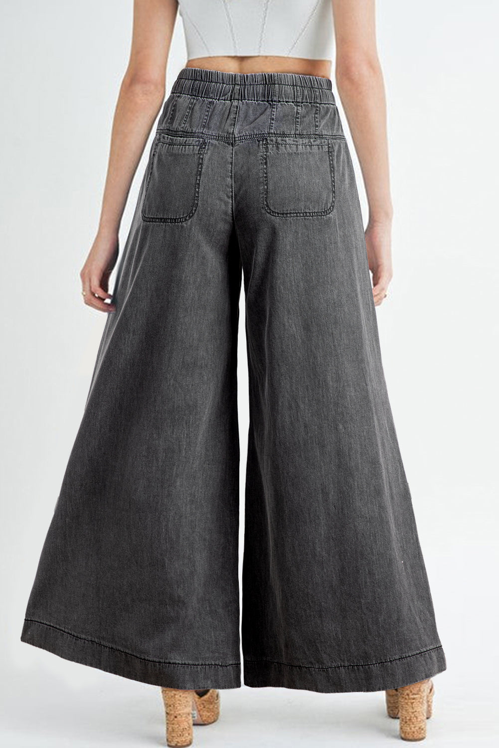 Carbon Grey Mineral Wash Button Fly Waist Wide Leg Jeans Dear-Lover Dropshipping