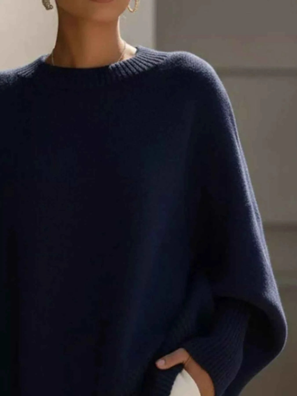 Oversized Batwing Sleeve Round Neck Sweater