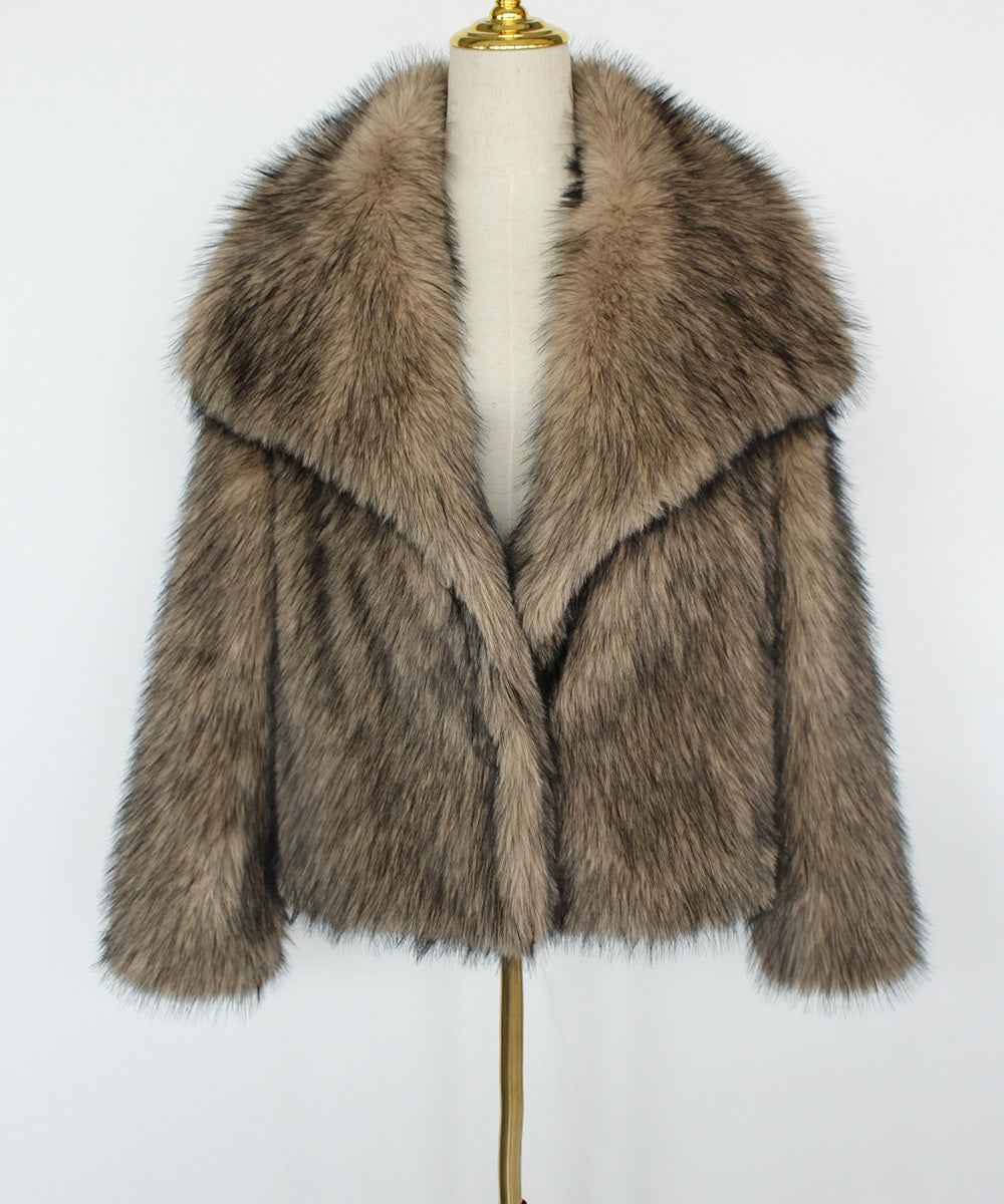 Imitation fur coat top women's short woolen coat made of synthetic fur