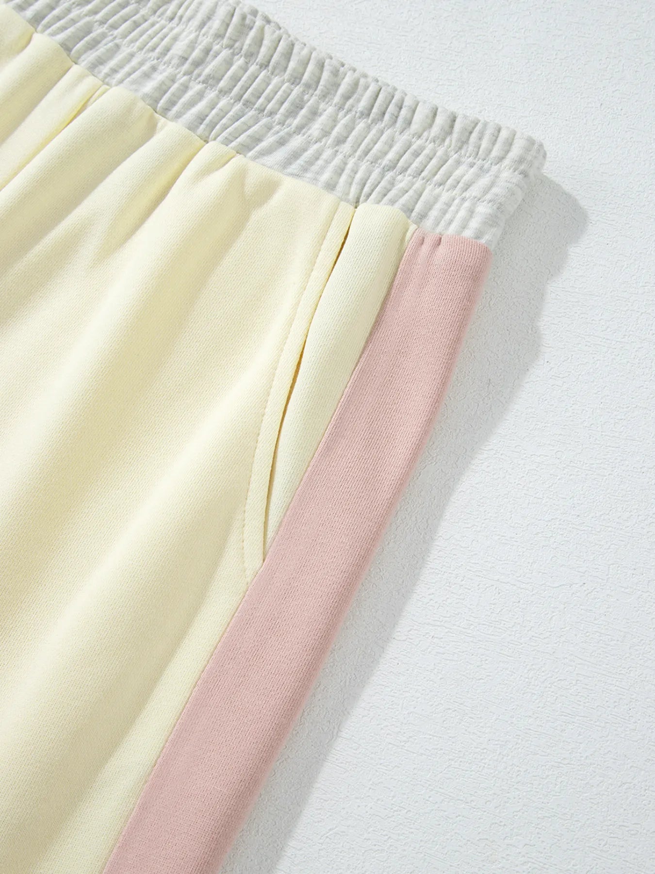 Color Block Round Neck Top and Pants Set.