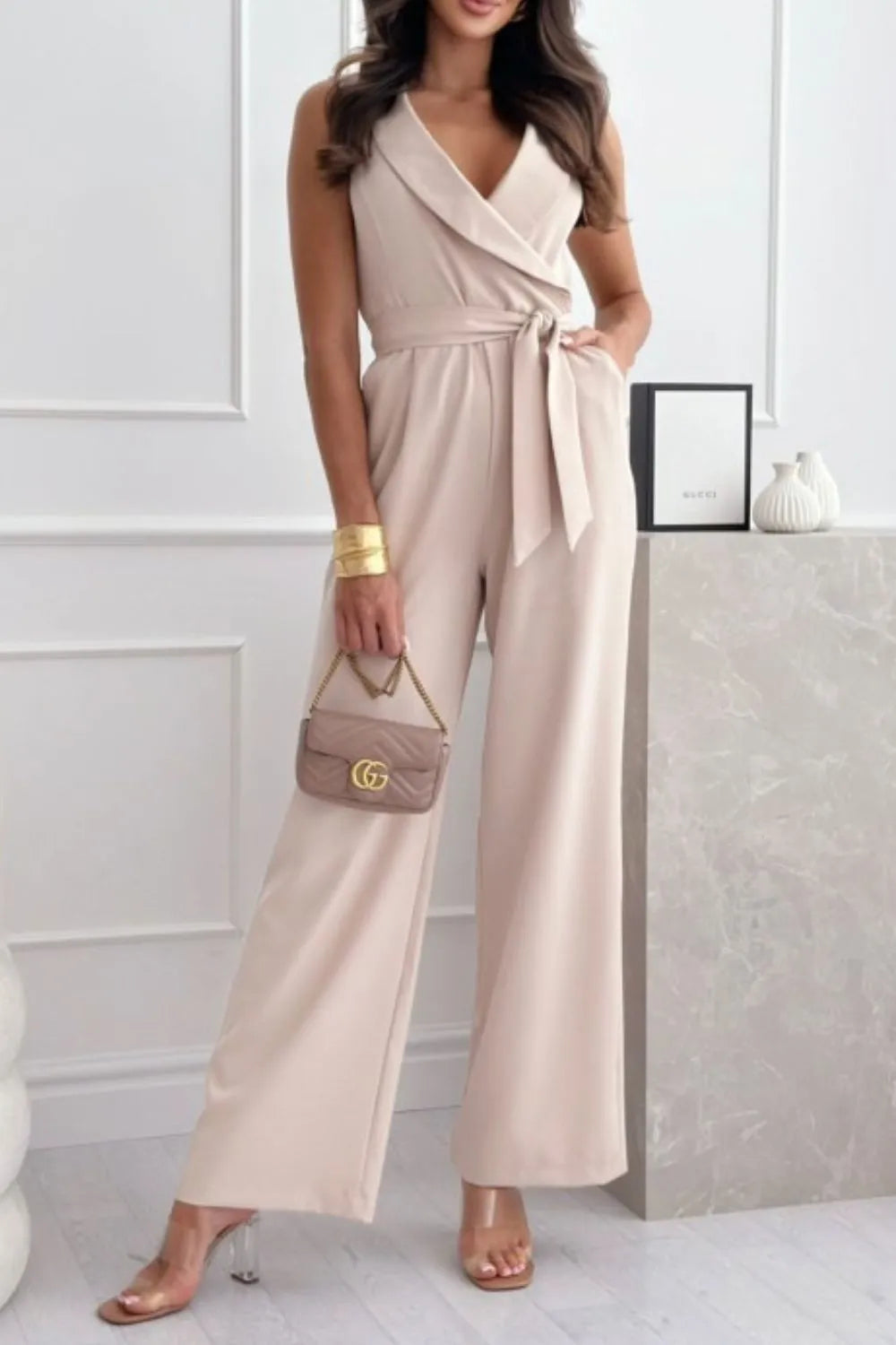 Sleeveless Wide Leg Jumpsuit.