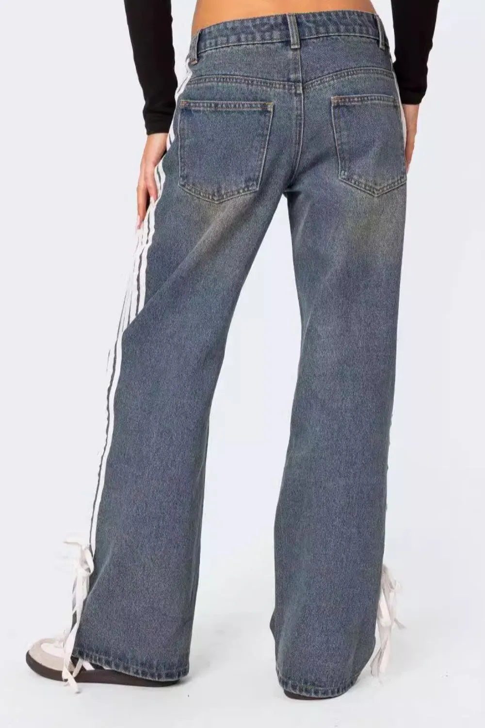 Side Striped Loose Fit Jeans.