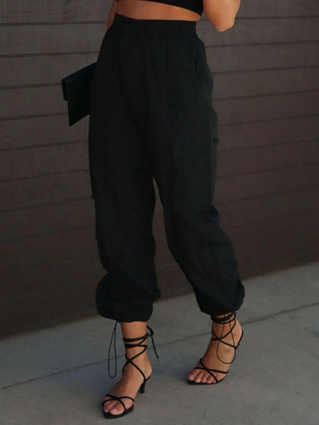 High Waist Drawstring Pants with Pockets.