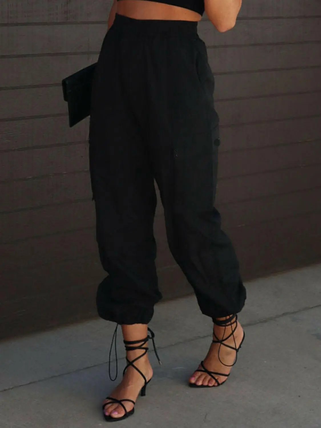 High Waist Drawstring Pants with Pockets.