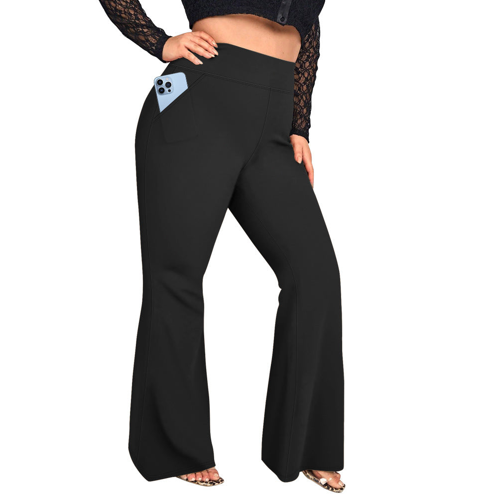 High waisted yoga pants with micro flared pockets and high elasticity casual trumpet yoga pants